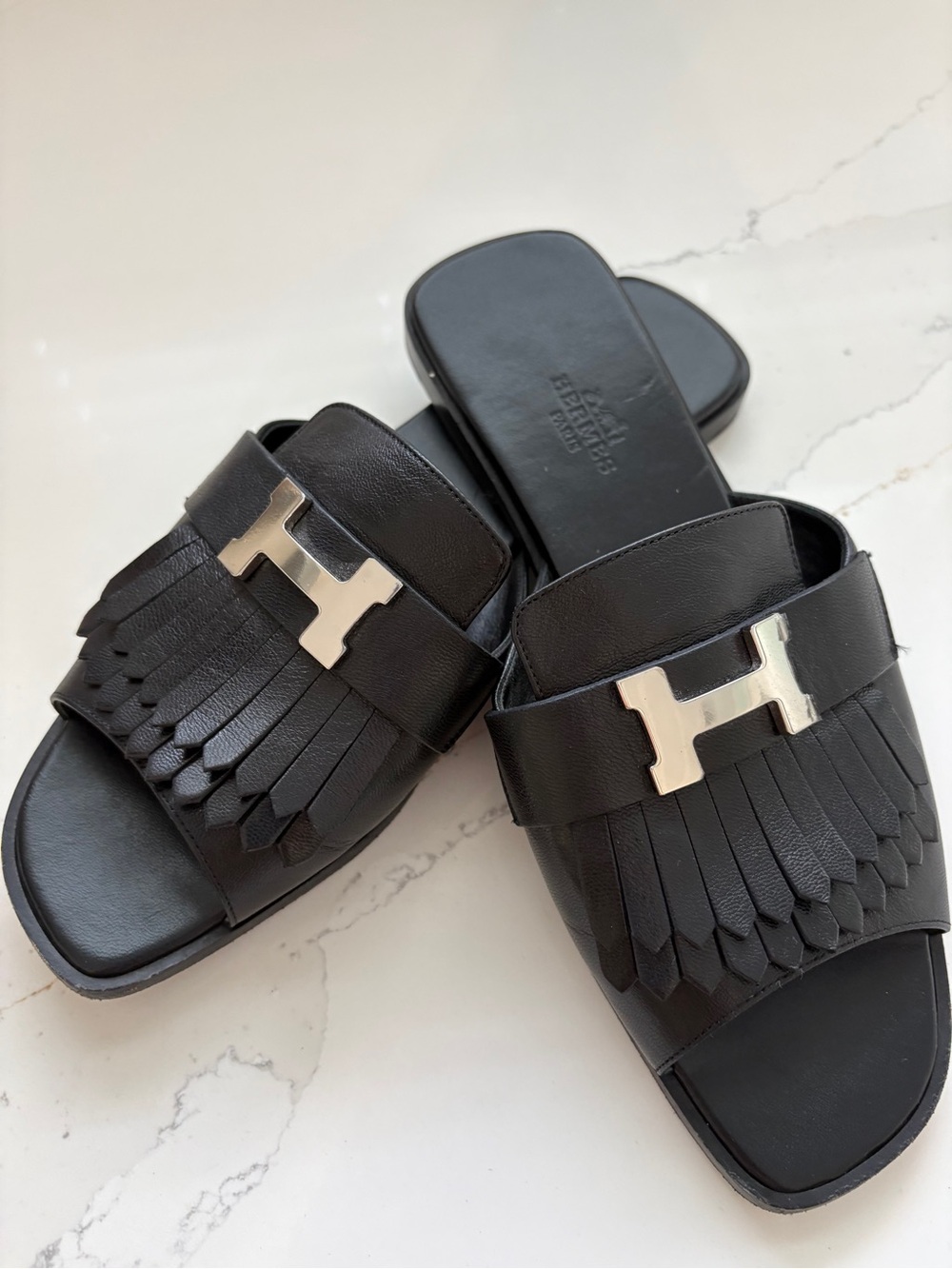 Hermes Black Leather Fringe H silver buckle Slide Sandals
Size 38
$350 - Picture 5 of 7